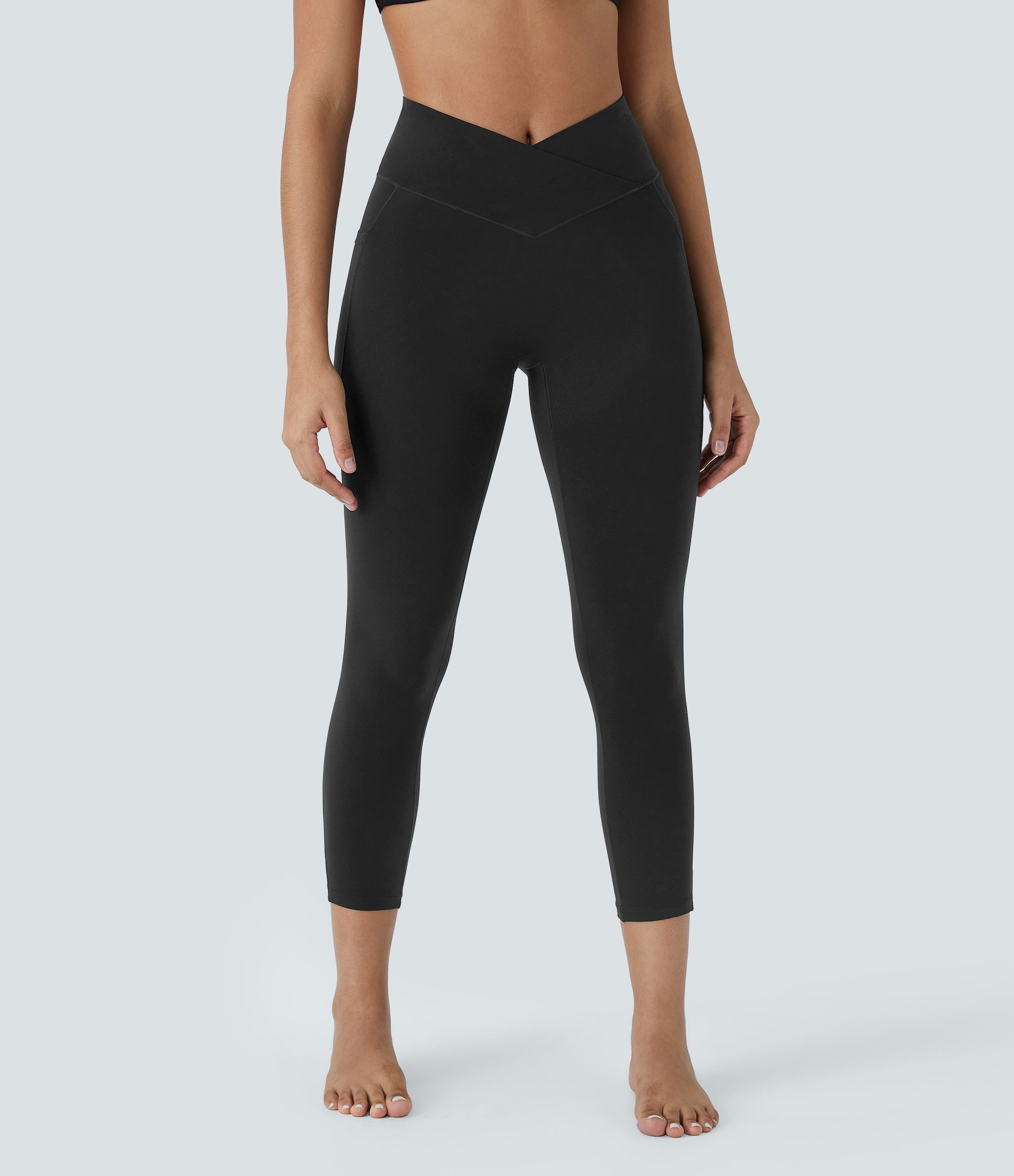 Halara crossover-waist leggings collection in multiple colors showing trendy fast fashion styling