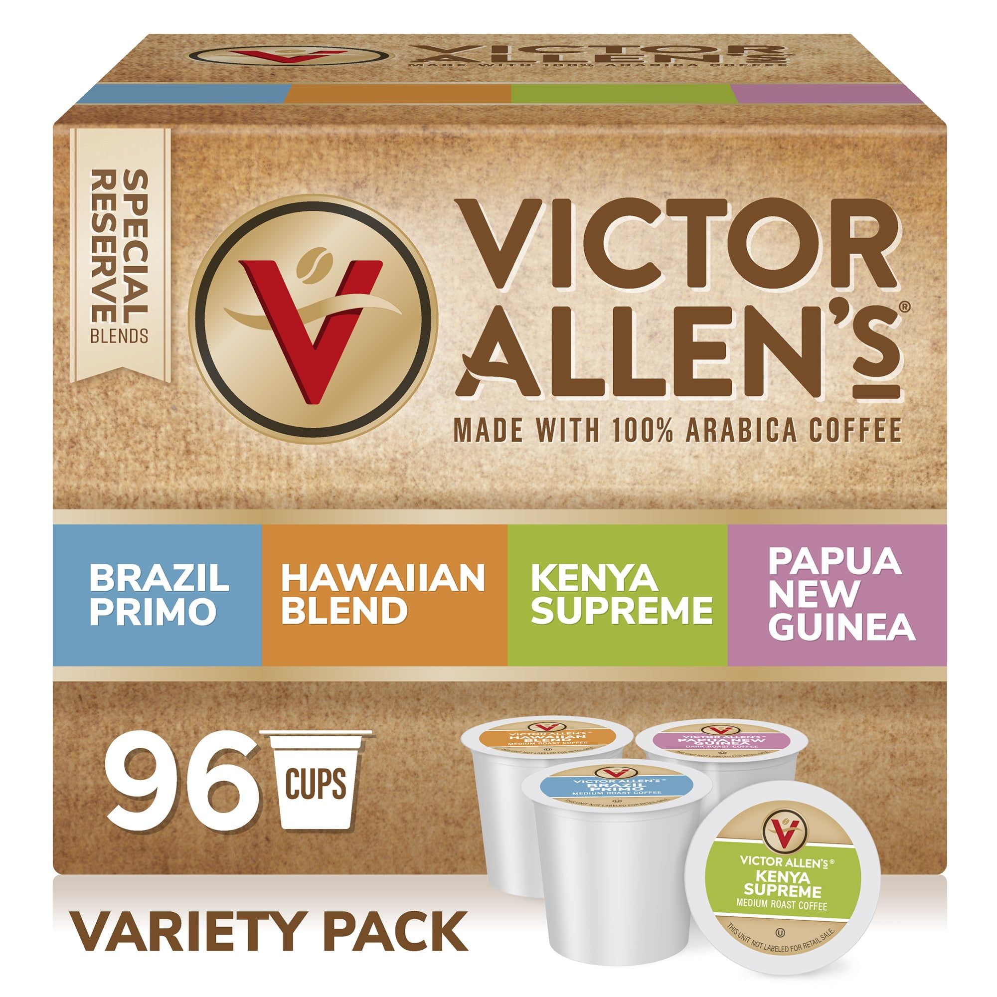 Victor Allen's Coffee Around The World variety pack 96 single serve coffee pods for Keurig brewers