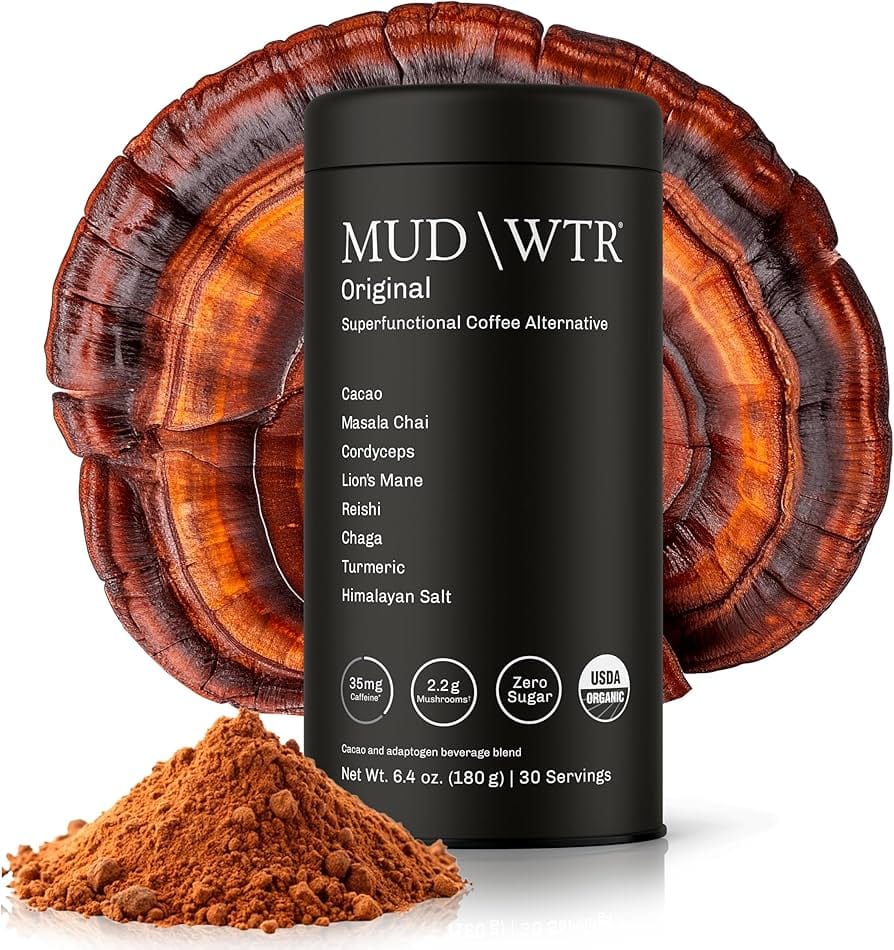 MUD WTR original mushroom coffee alternative tin with Lion's Mane Cordyceps Chaga and Reishi