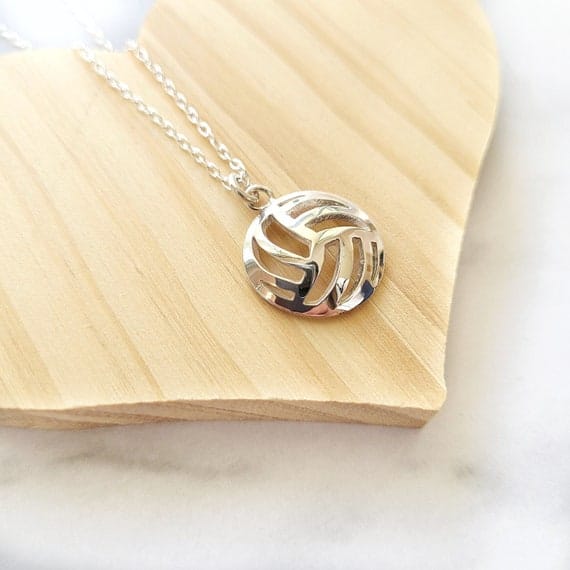 Etsy artisan handmade sterling silver volleyball sports charm necklace as Sportybella alternative