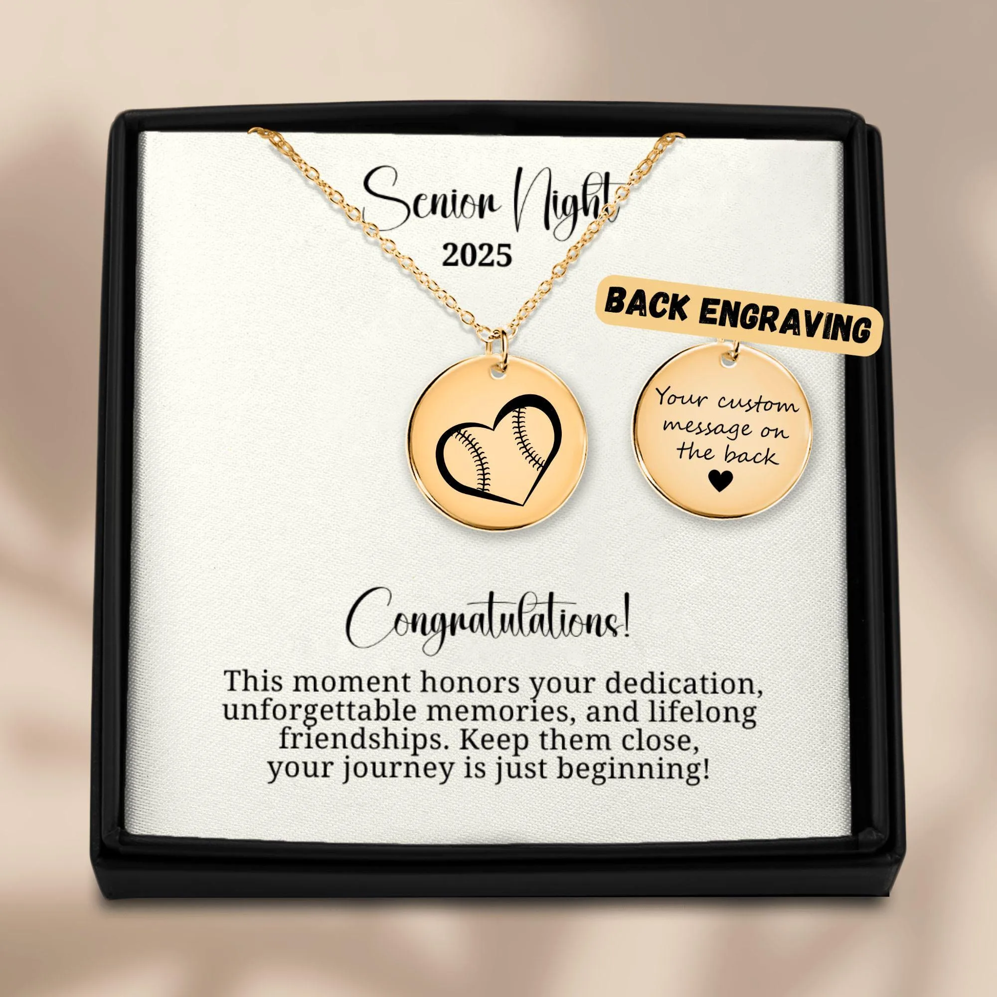 Personalized softball senior night necklace custom graduation keepsake jewelry for team athletes