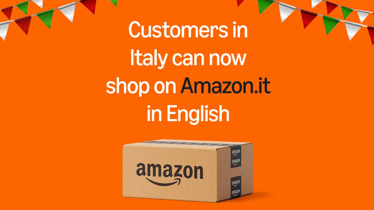 Amazon Italy Prime delivery service page announcing platform features and buyer benefits