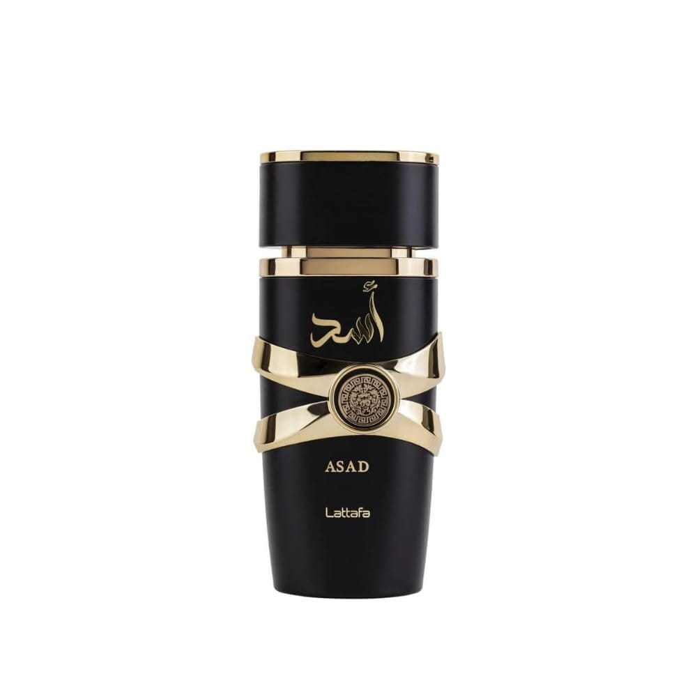 Lattafa Asad Eau de Parfum bottle black and gold budget-friendly Middle Eastern fragrance
