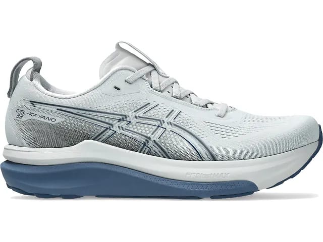 ASICS GEL-Kayano stability running shoe in Piedmont Grey colorway from Fleet Feet