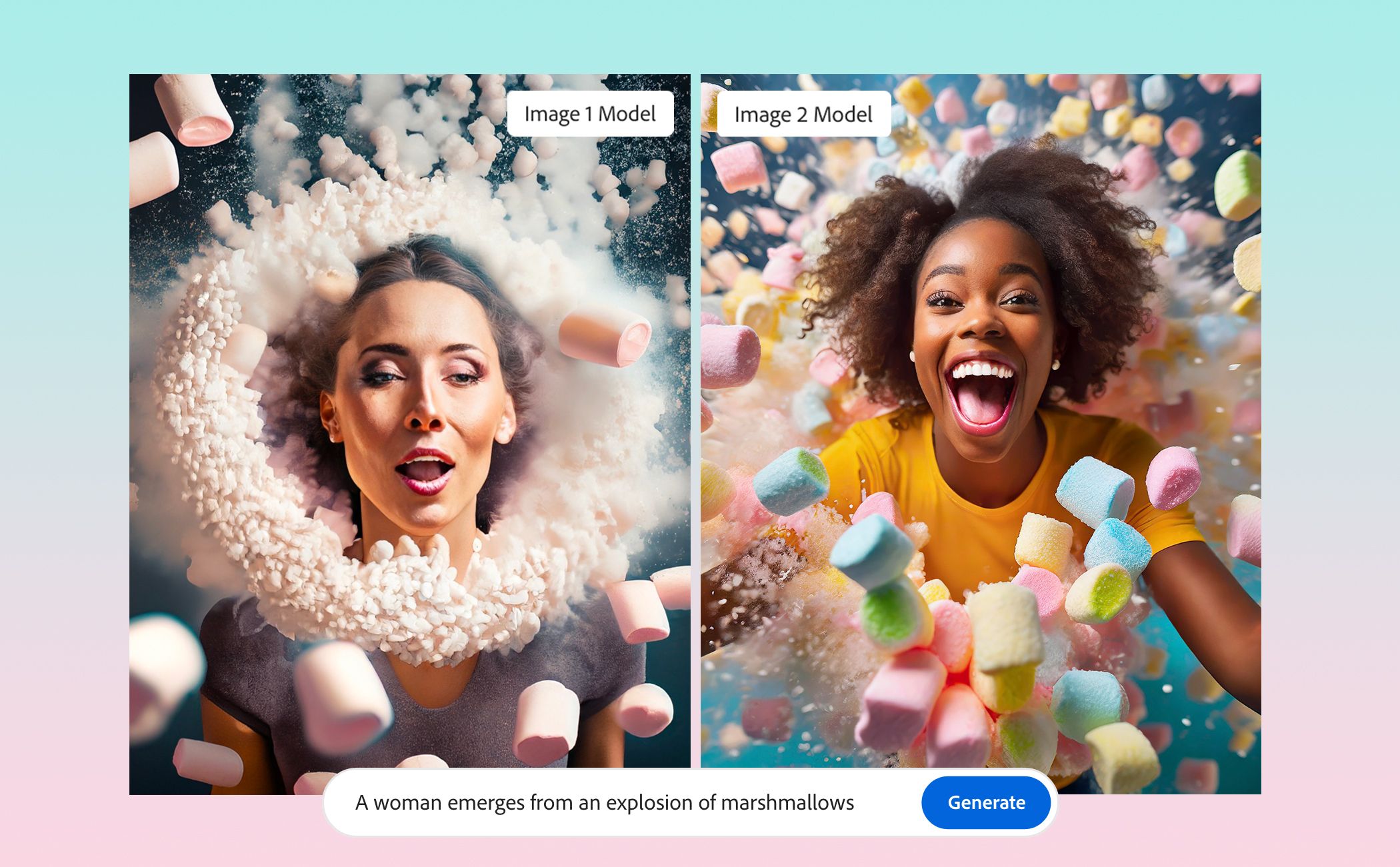 Adobe Firefly generative AI showing commercial use enterprise interface with licensed content