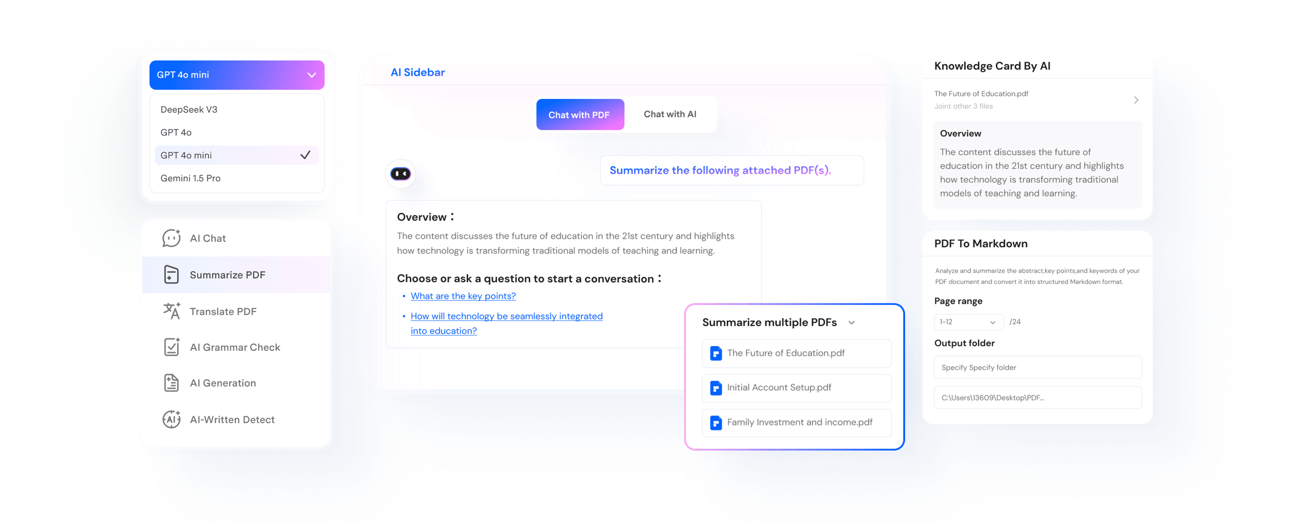 Wondershare PDFelement AI PDF editor showing Anybiz smart document analysis interface