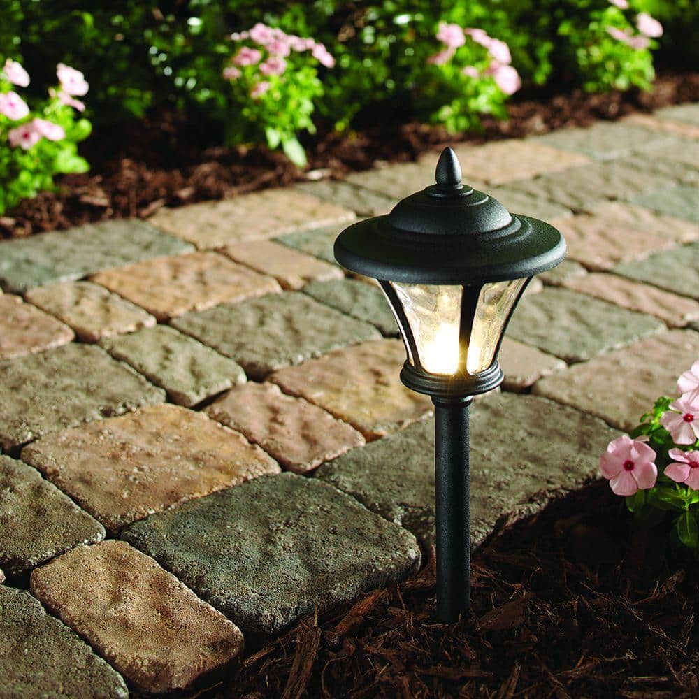 Hampton Bay low voltage black outdoor LED landscape coach style path light budget option