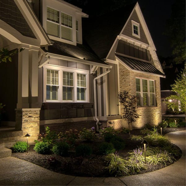 VOLT hardwired brass bronze LED landscape lighting kit with transformer spotlights and path lights