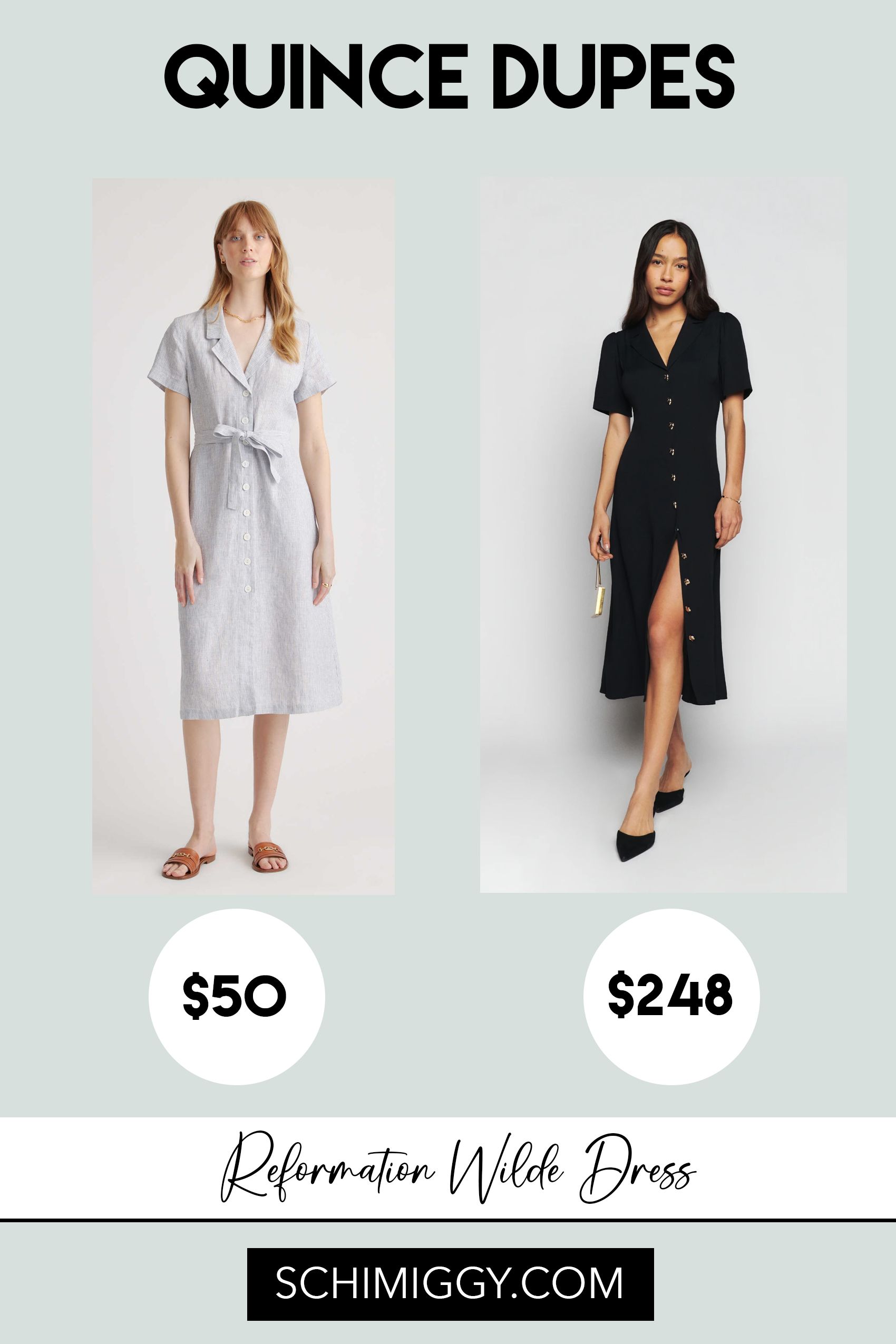 Quince Reformation and SHEIN clothing comparison showing different quality tiers in modern fashion brands