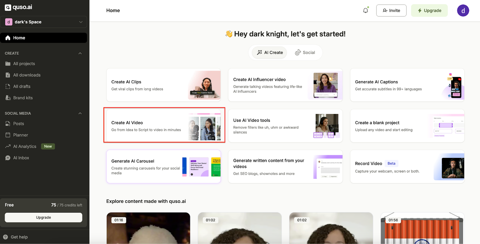 Vidyo.ai video repurposing dashboard showing timeline editor and multi-platform publishing