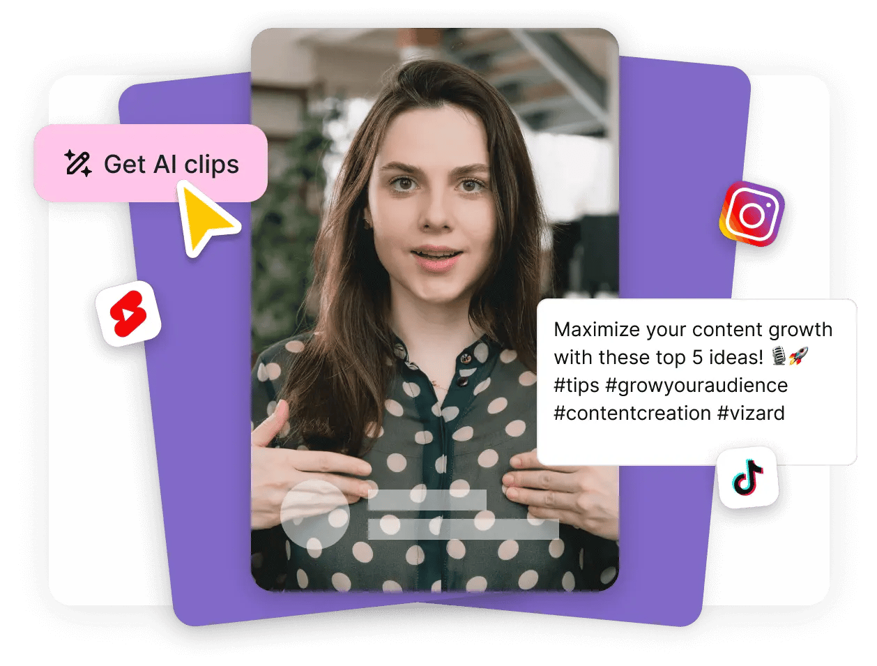 AI video clip maker platform interface for creating viral shorts from long form content