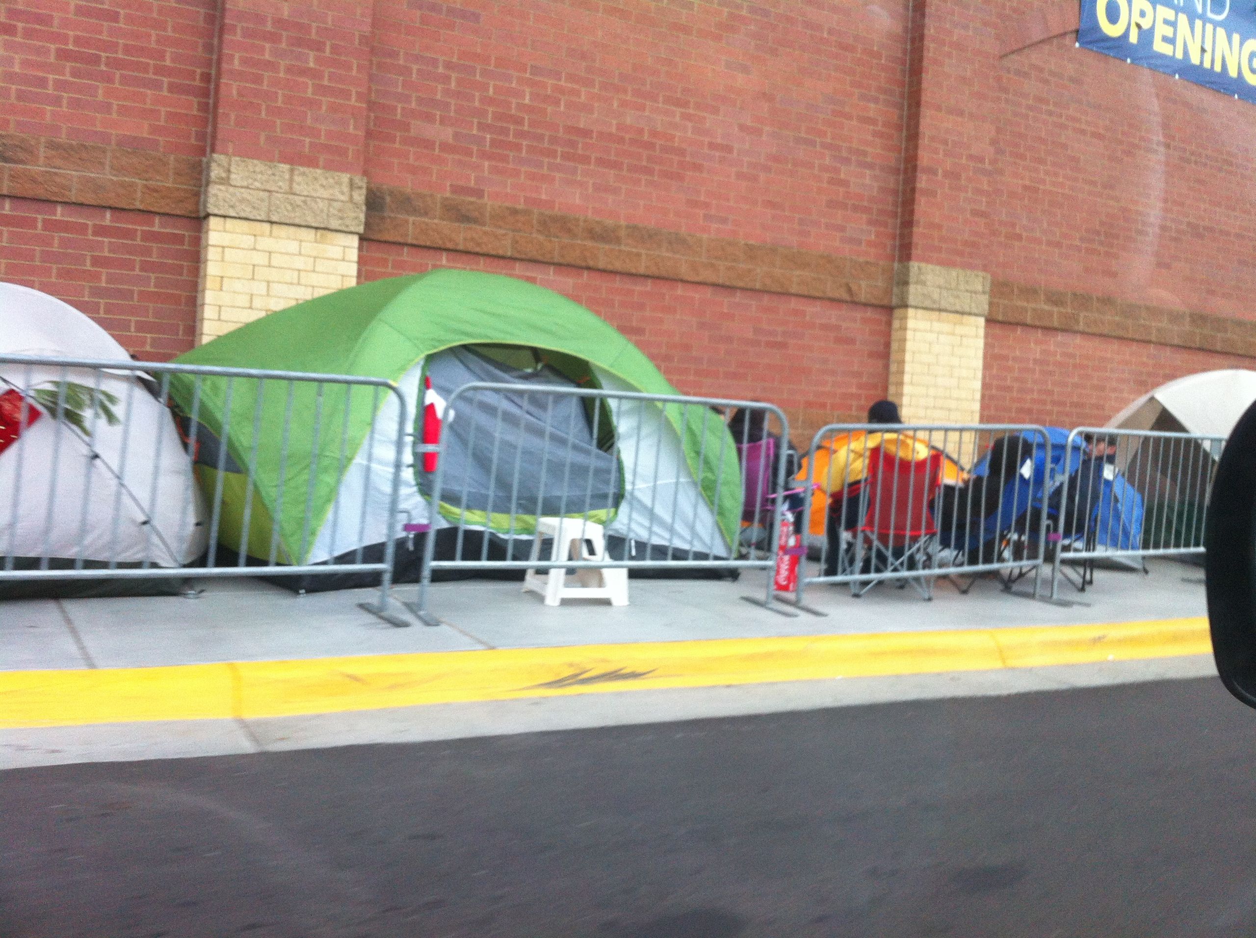 Shoppers camping overnight outside Best Buy Richfield Minnesota for Black Friday deals