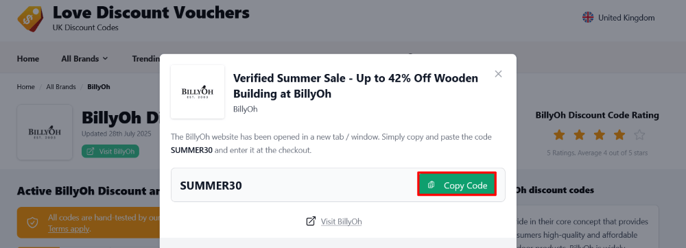 BillyOh coupon code tested July 2026 – Coupons Scout