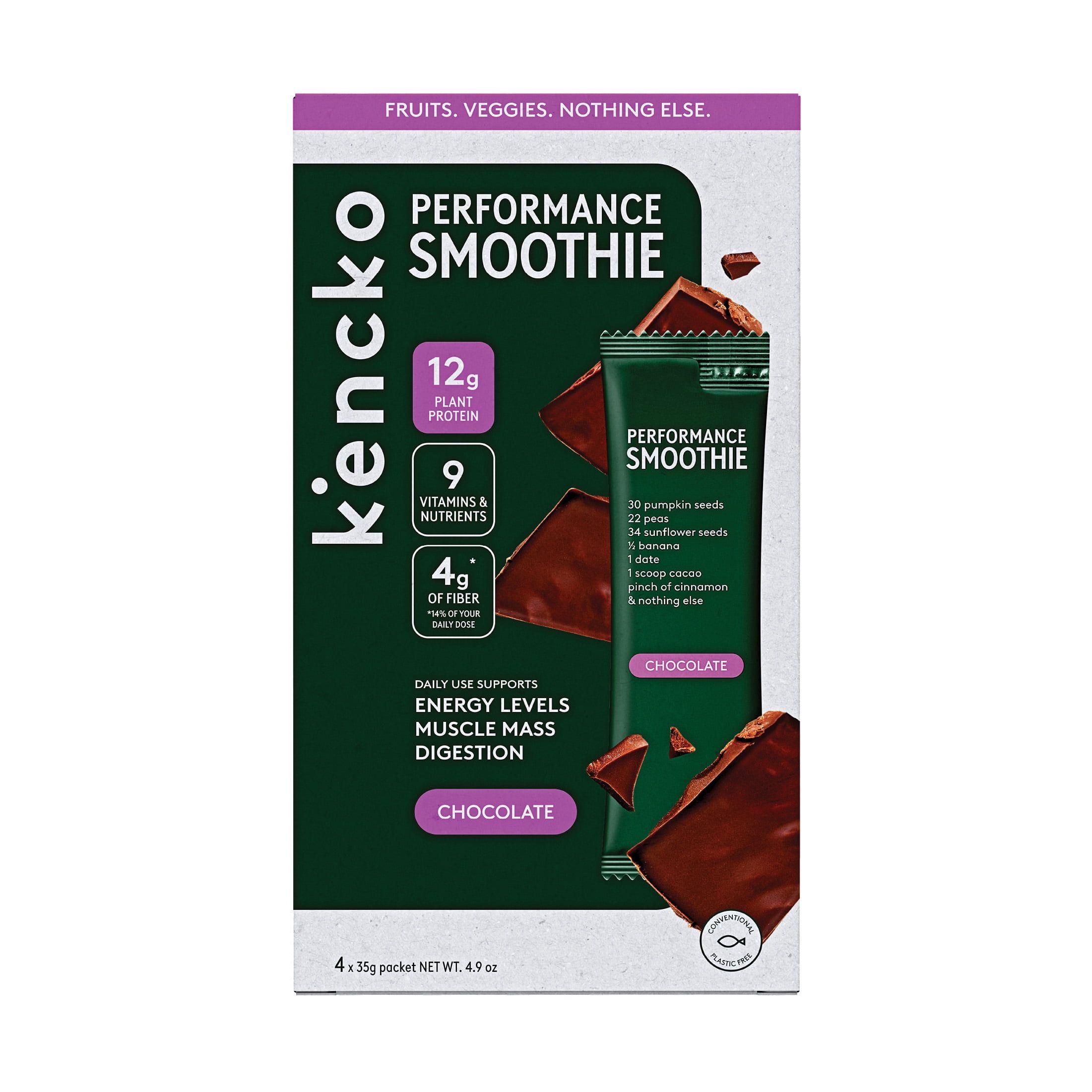 Kencko organic instant fruit and veggie smoothie powder packets no blender required