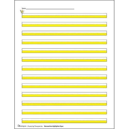 Highlighter paper for handwriting practice used in occupational therapy classroom settings