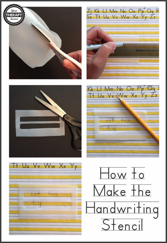 DIY raised line paper example showing highlighter color coded handwriting guides for kids