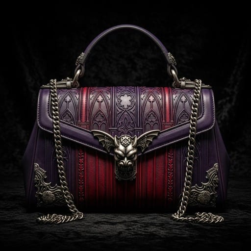 Gothic luxury handbag with ornate dark fantasy detailing similar to Bylycoris statement piece aesthetic