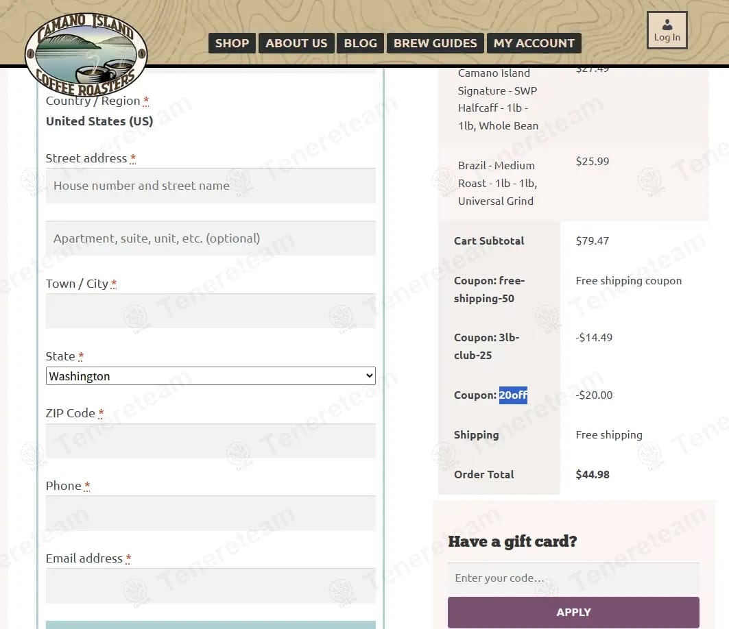 Camano Island Coffee Roasters coupon code tested July 2026 – Coupons Scout