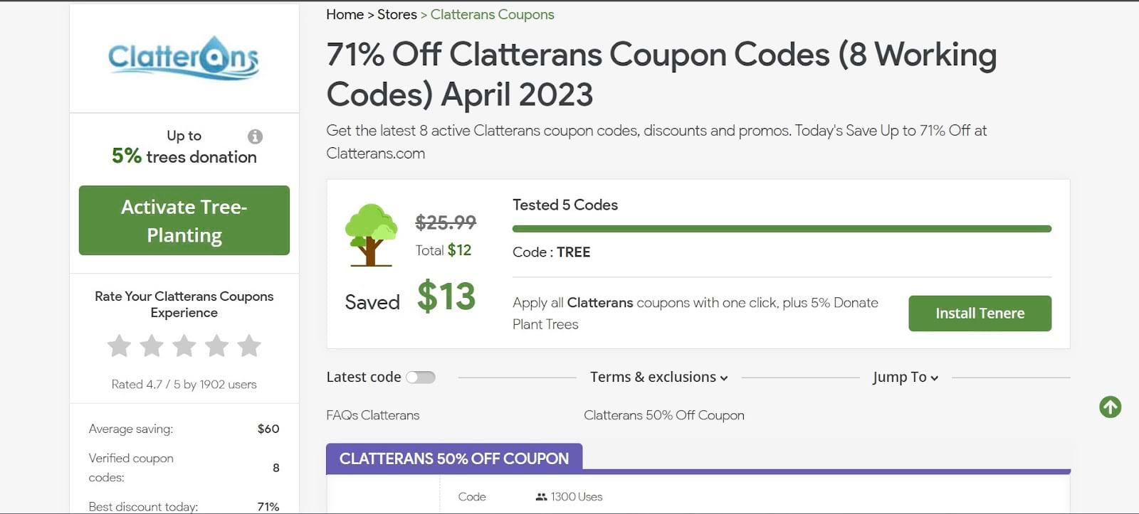 Clatterans coupon code tested September 2026 – Coupons Scout