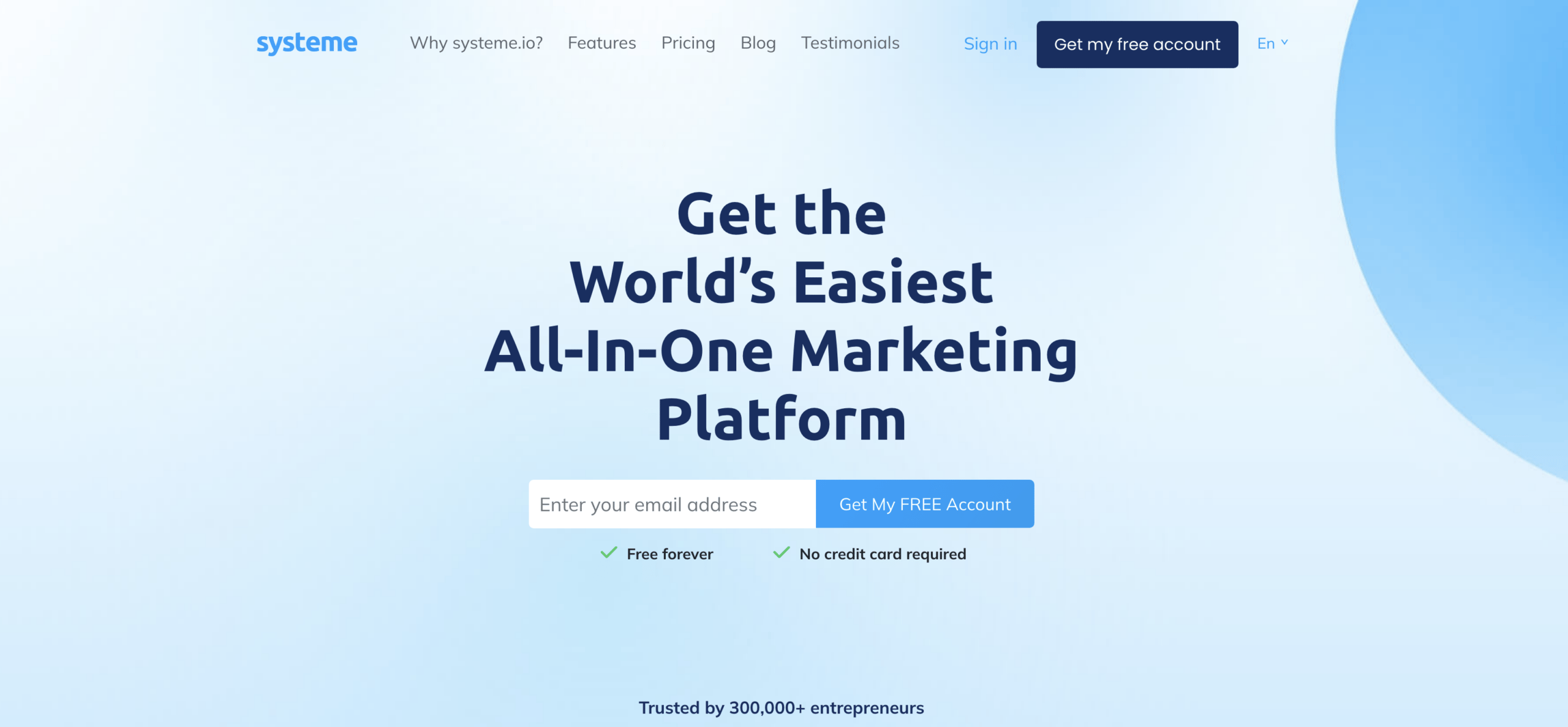 Systeme.io all-in-one marketing platform dashboard showing funnel builder and email tools