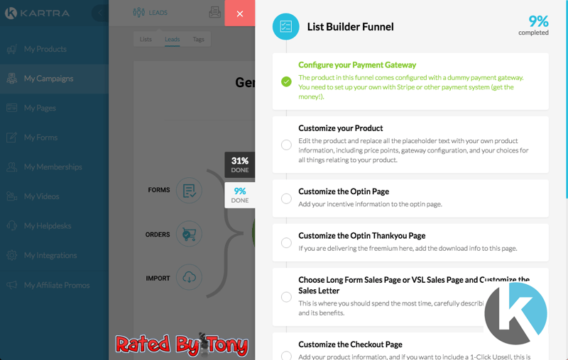 Kartra all-in-one marketing platform homepage showcasing integrated business tools and features