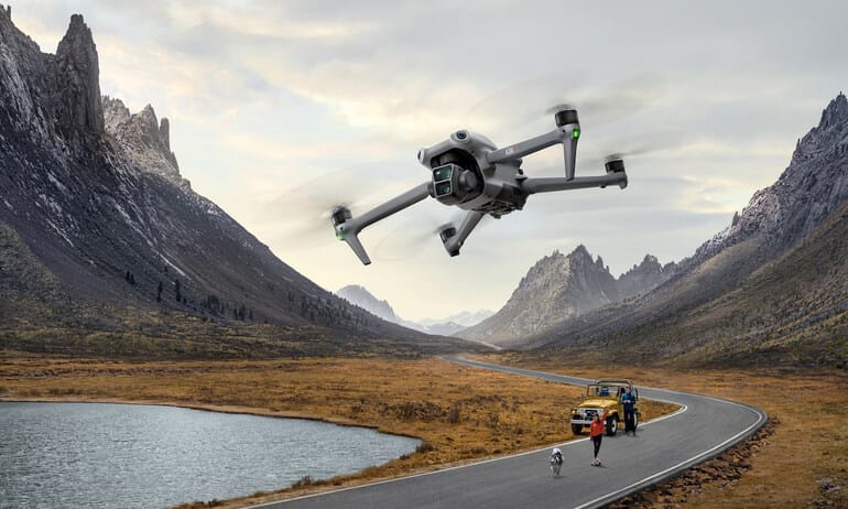 DJI Review (2026): Brilliant Drones, Big Risks—Is It Worth It? -DJI Air 3 dual-camera drone in flight demonstrating aerial imaging capabilities for content creators-couponsscout.com