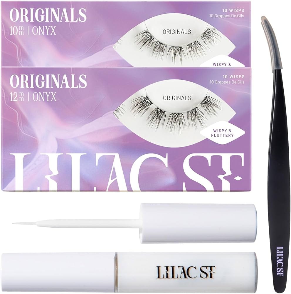 Lilac St Originals Starter Kit with natural faux eyelash clusters clear lash glue and applicator for DIY extensions
