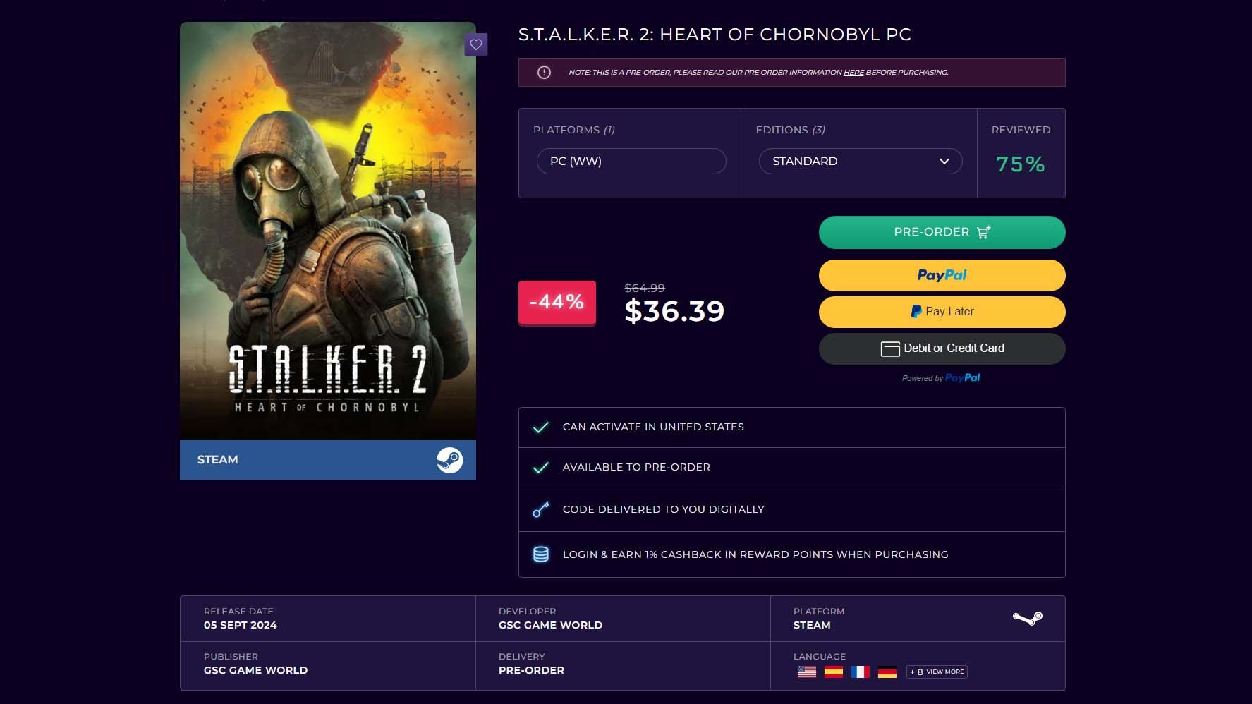 CDKeys.com direct game key retailer homepage displaying discounted Steam and Xbox game keys