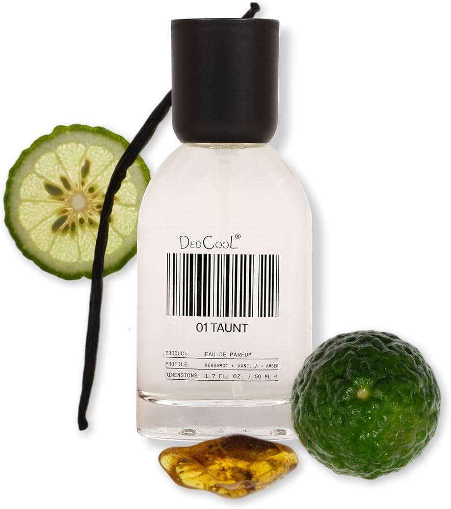 DedCool Taunt Eau de Parfum genderless clean fragrance bottle with bergamot cassis vanilla amber notes