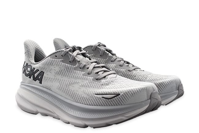 Hoka Clifton 9 wide men's running shoe in harbor mist black colorway for daily training