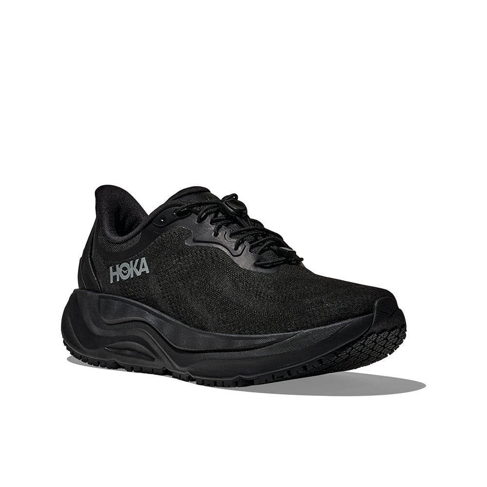 Hoka Arahi 8 women's slip-resistant stability shoe in black colorway with J-Frame technology