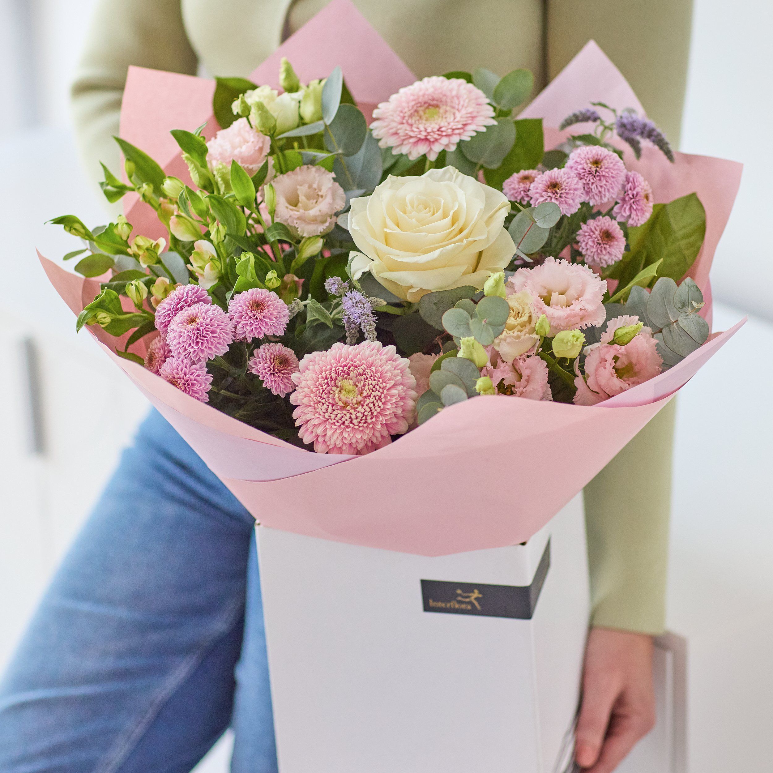 Interflora Ireland brilliant blue and white bouquet for same-day flower delivery service