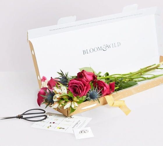 Bloom and Wild letterbox flowers packaging showing modern gifting experience and design