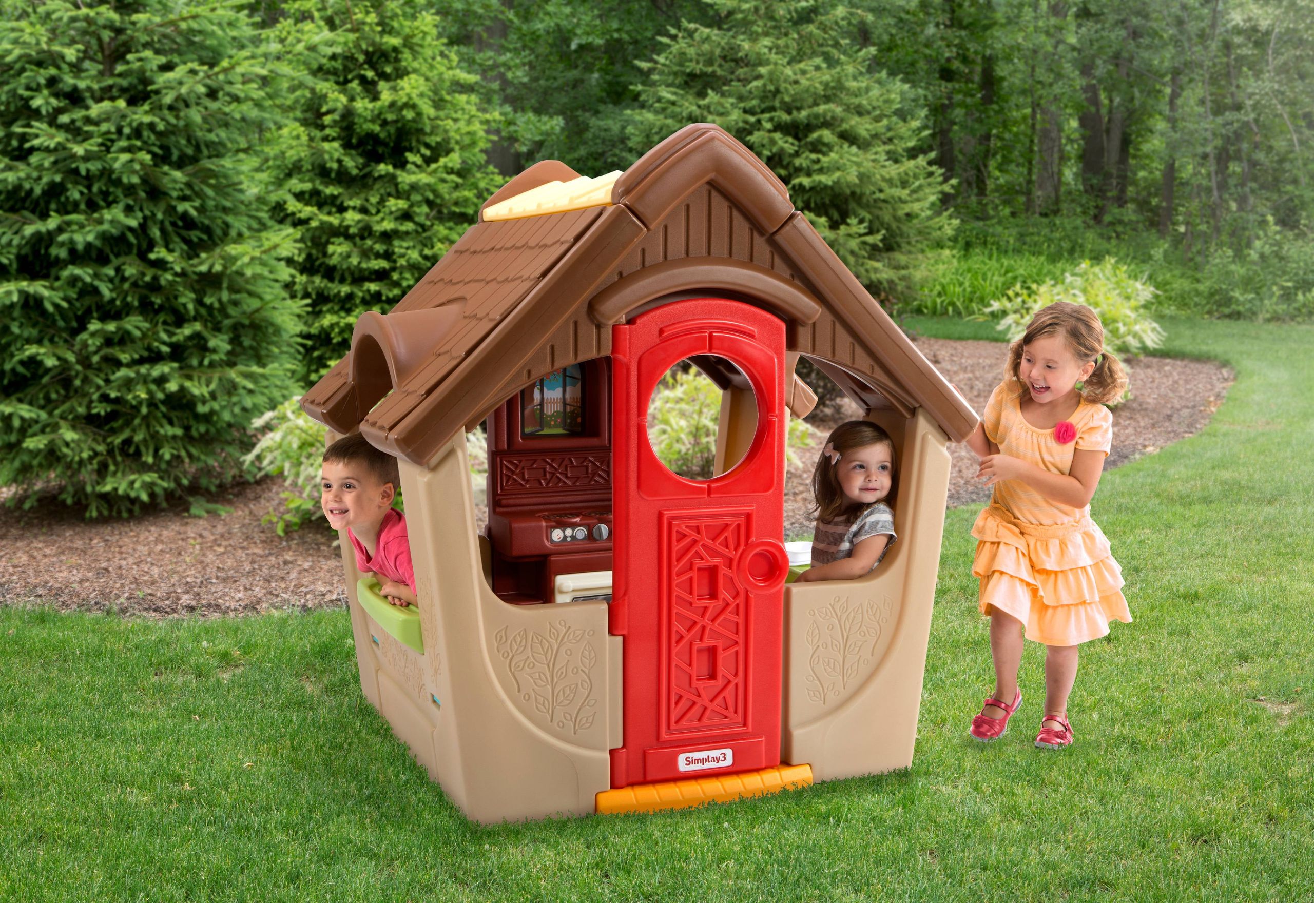 Simplay3 Garden View Cottage indoor outdoor playhouse with kitchen and fireplace for toddlers