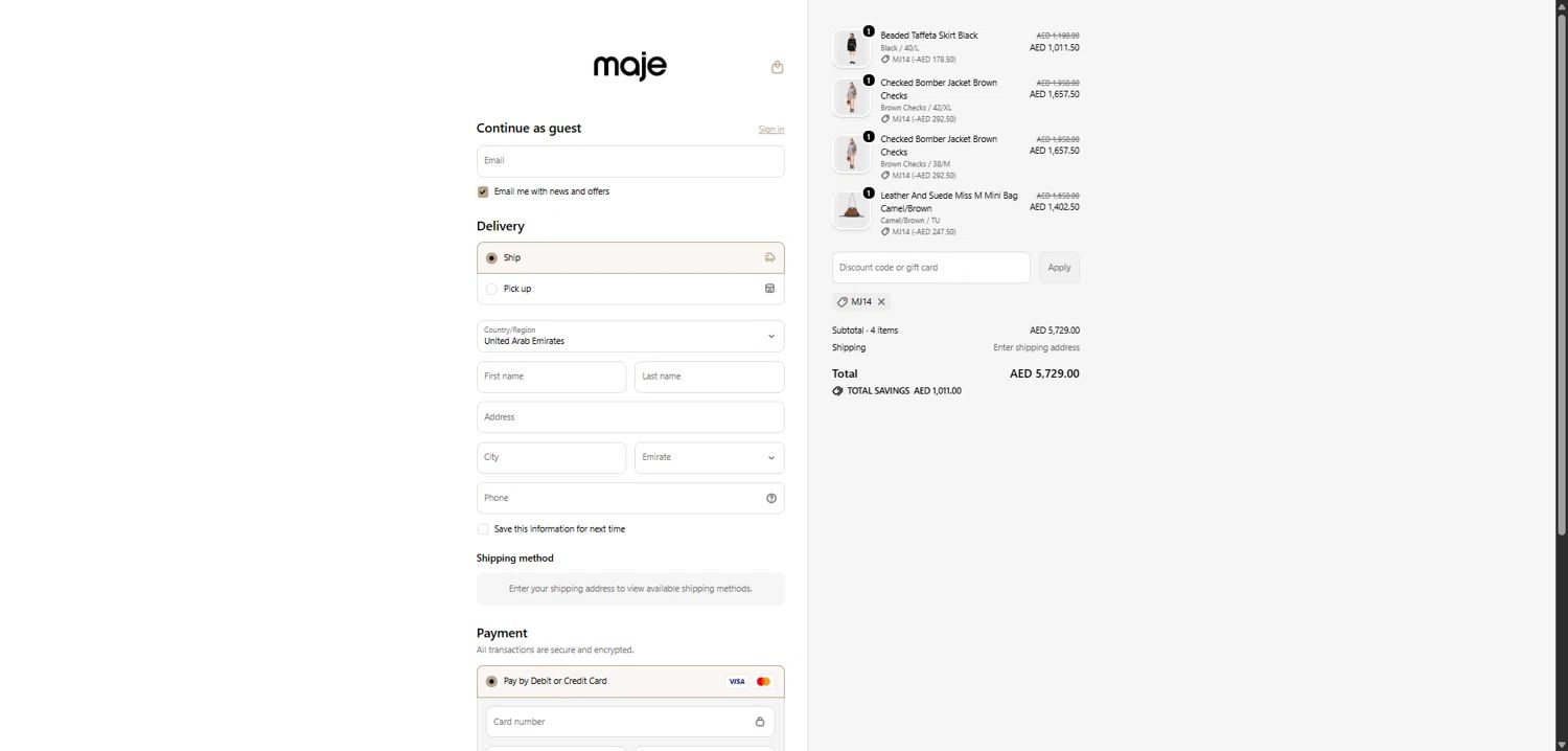 Maje CA coupon code tested July 2026 – Coupons Scout