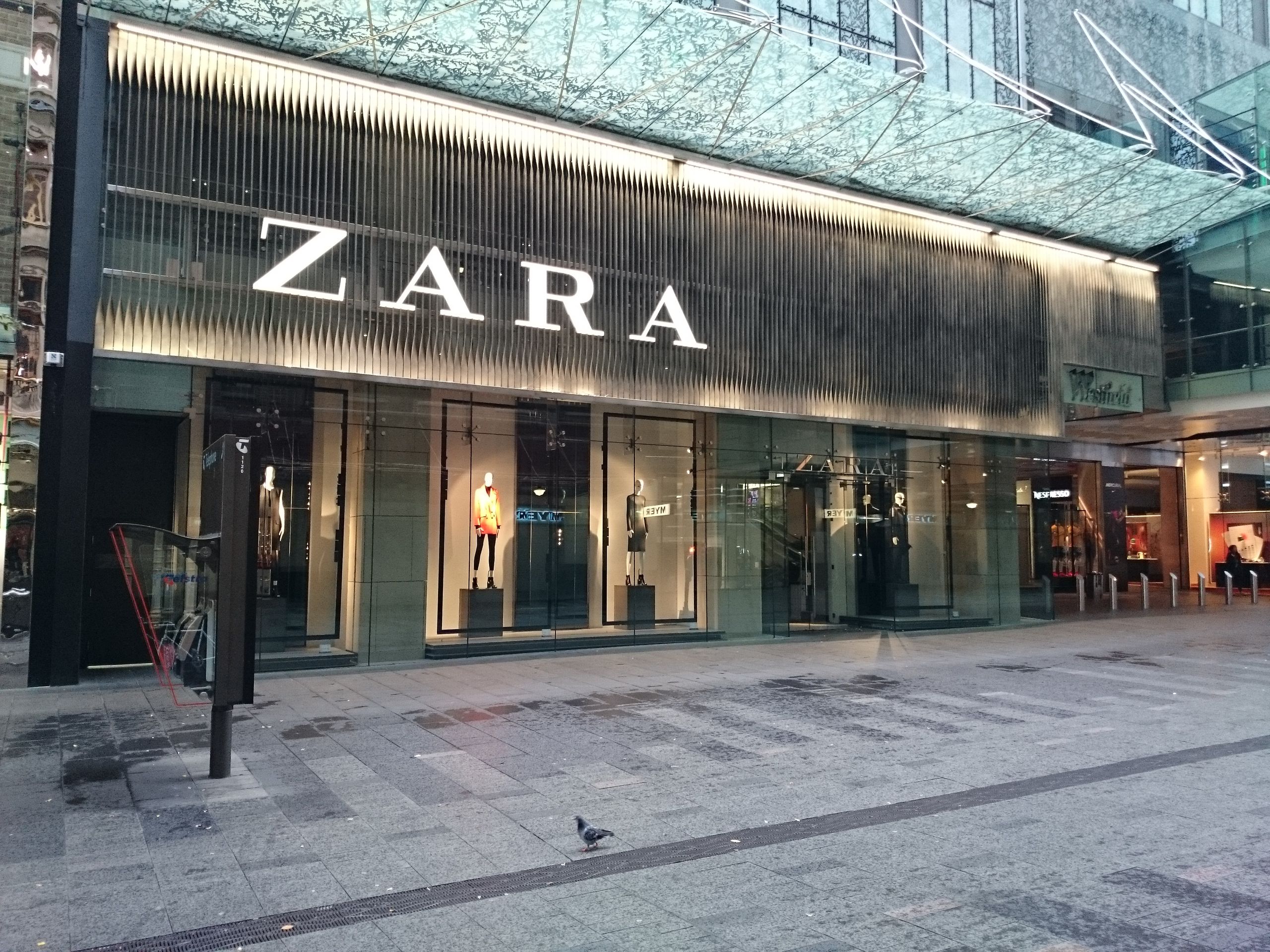 Zara flagship store at Westfield Sydney showing fast fashion trend led retail storefront with signage