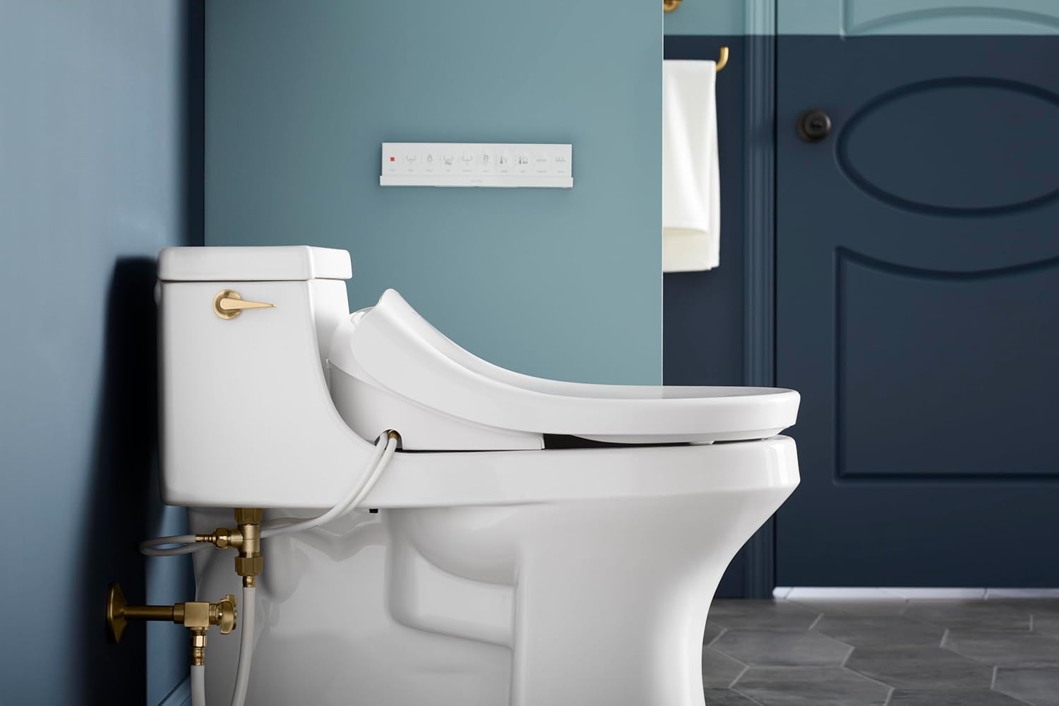 Kohler Novita elongated bidet toilet seat with wireless remote and adjustable sprayer