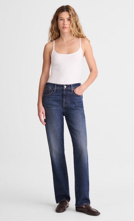 Madewell womens jeans collection showing multiple denim styles arranged as brand comparison alternative