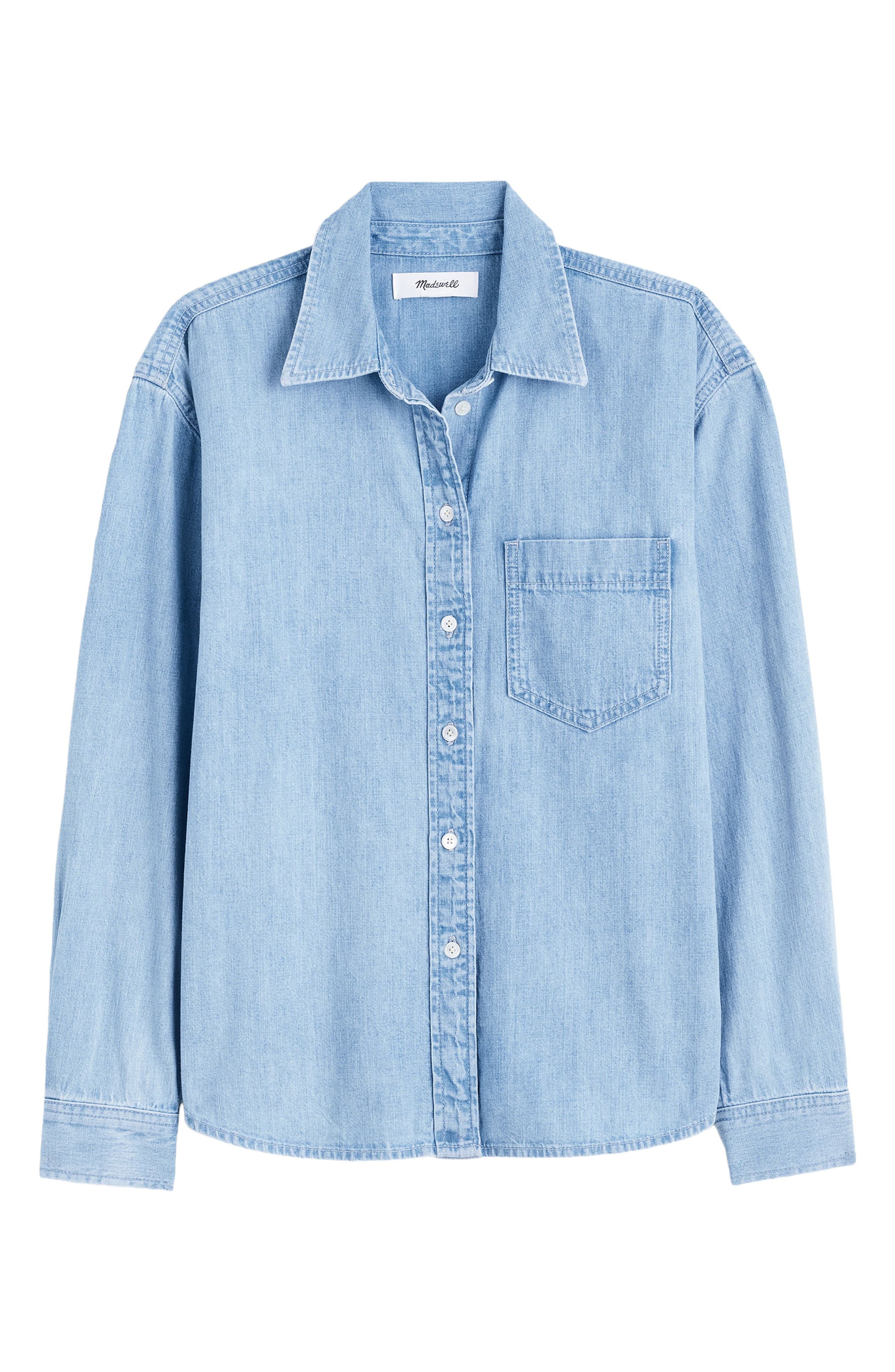 Madewell Easy denim button-up shirt for women in classic light wash with soft drape