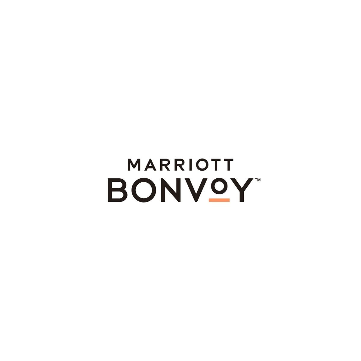 Marriott Bonvoy program branding showing global hotel chain rewards portfolio