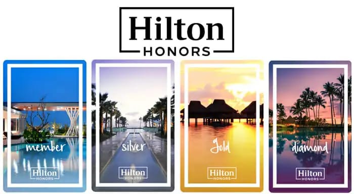 Hilton Honors rewards program showing premier hospitality loyalty benefits tiers
