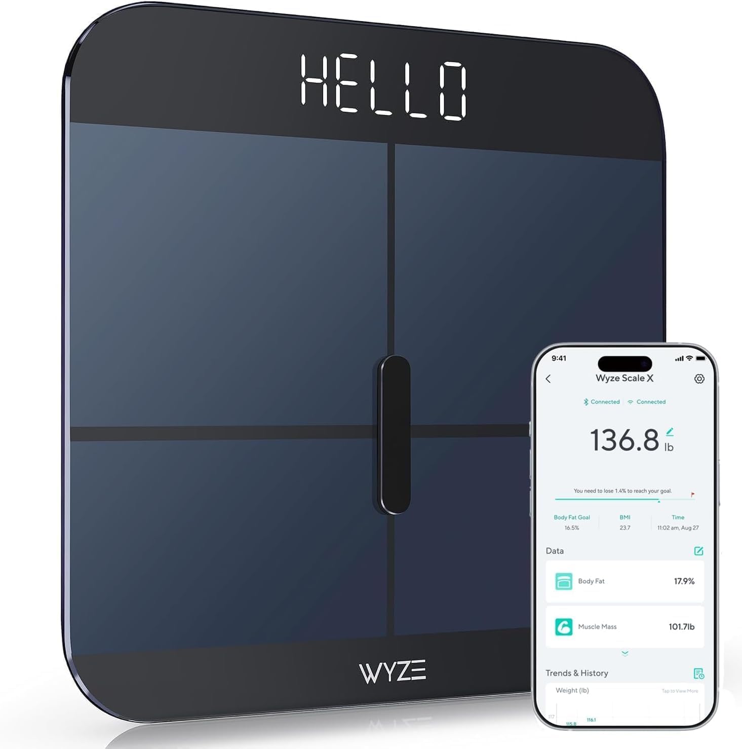 Wyze Scale X ultra budget smart scale for body weight BMI and body fat tracking
