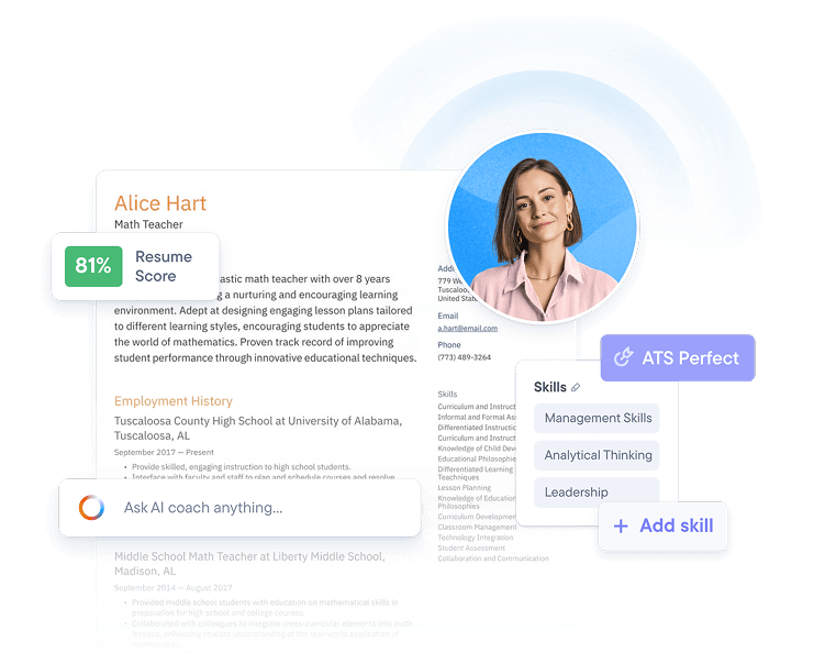 Resume.io online resume builder homepage interface with template gallery and get started call to action