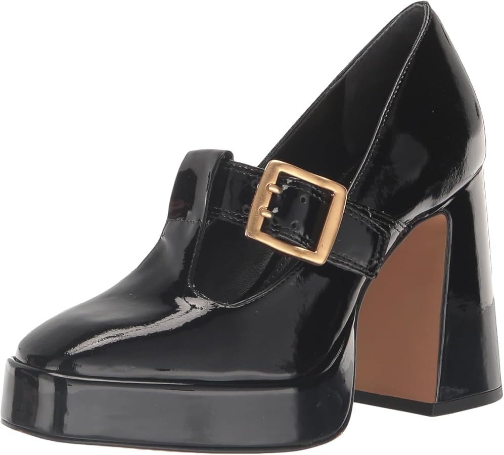 Vince Camuto Marocean black leather loafer pump displayed showing structured architectural silhouette