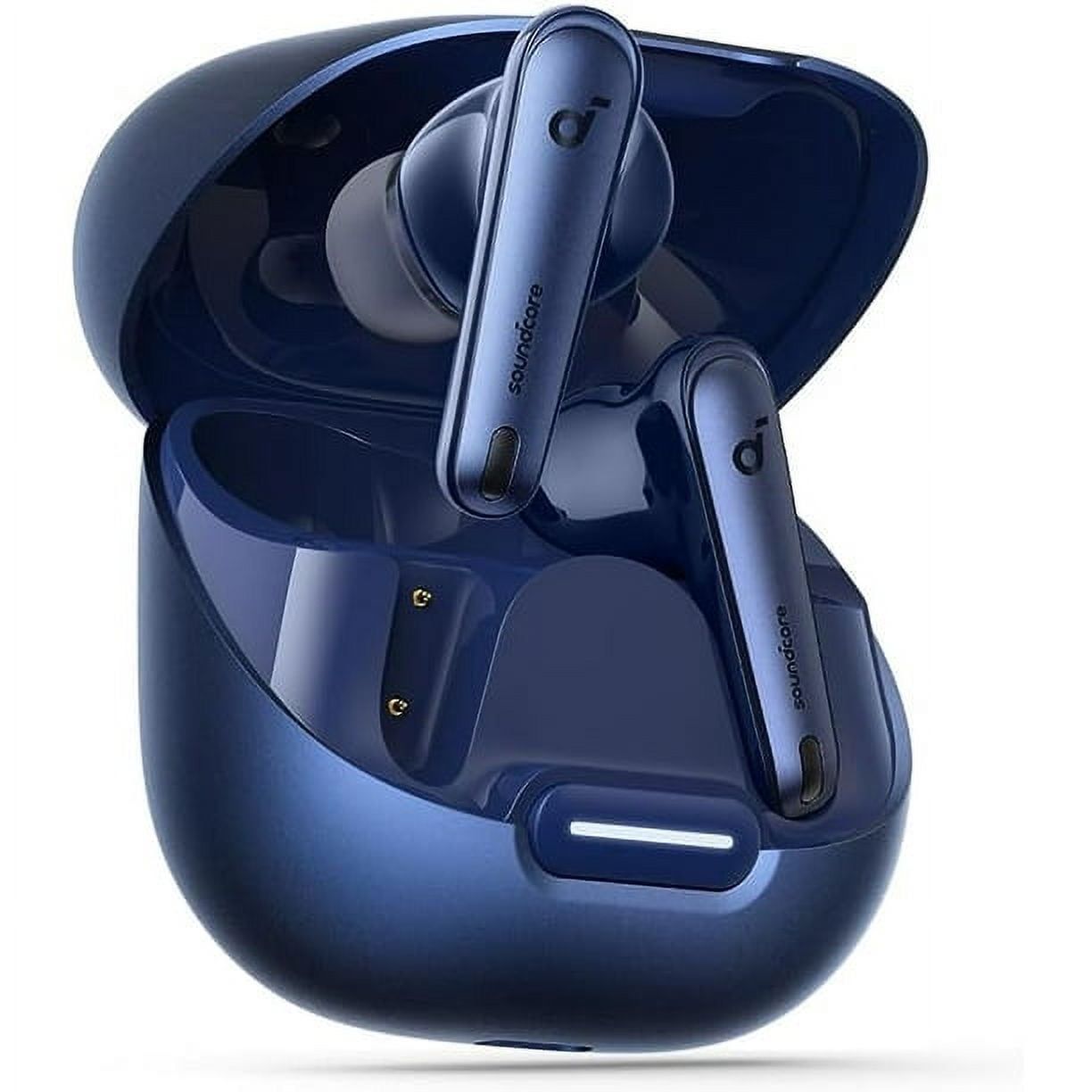 Anker Soundcore Liberty 4 NC noise cancelling wireless earbuds in navy blue with charging case