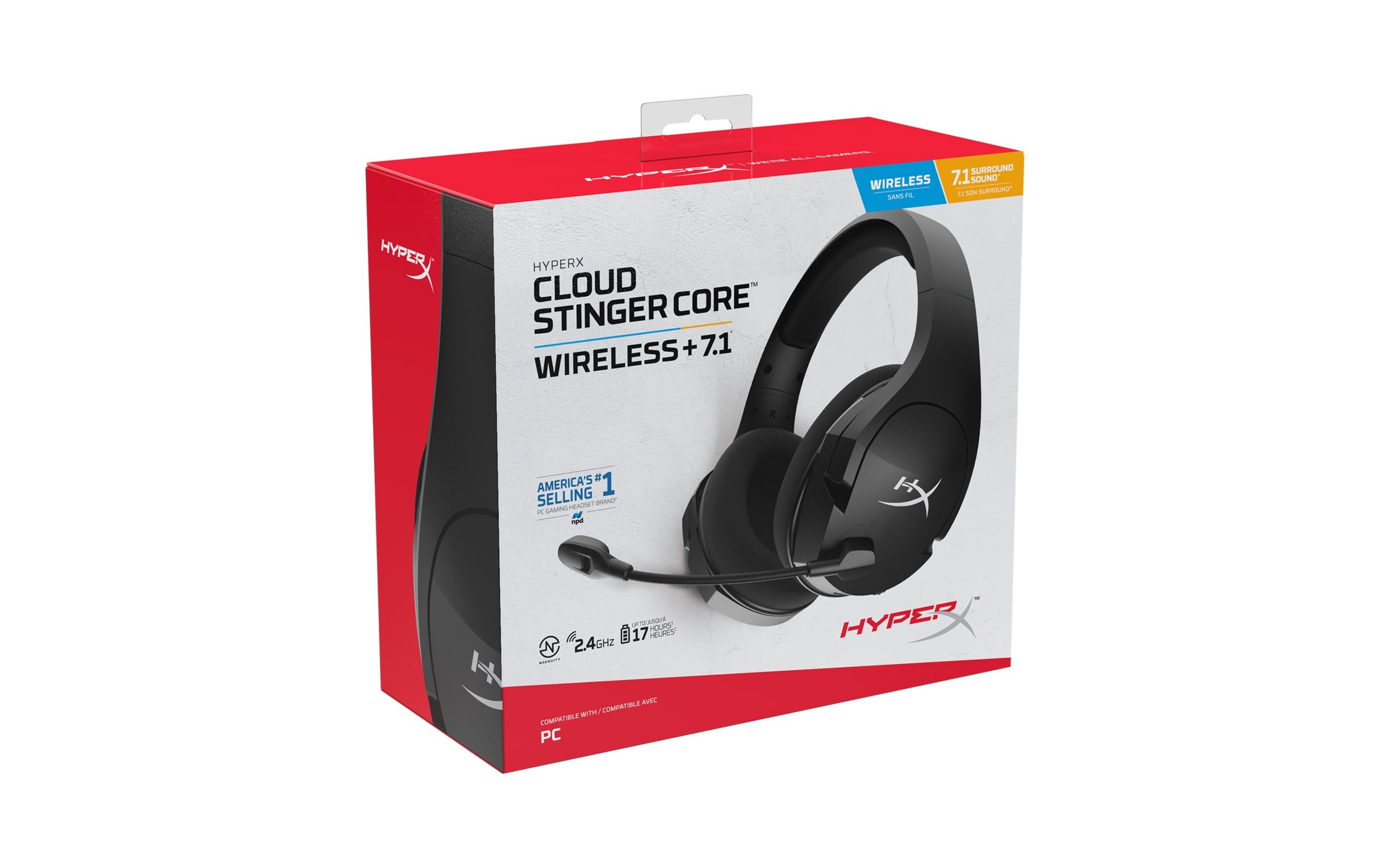 HyperX Cloud Stinger Core Wireless gaming headset with detachable microphone for PC and PlayStation use