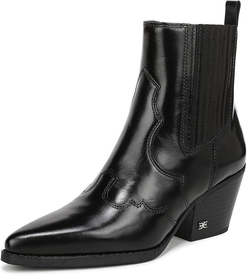 Sam Edelman genuine leather western boot showing superior footwear construction and durable materials