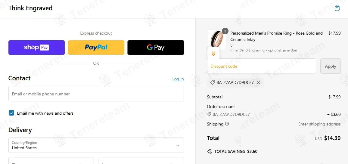 Think Engraved coupon code tested September 2026 – Coupons Scout