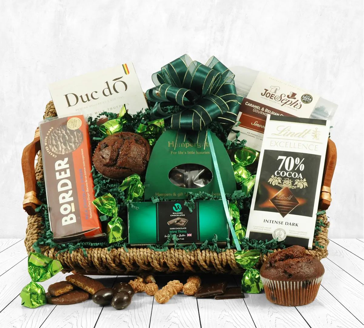 Assorted premium chocolate gift box hamper wrapped for UK online delivery to recipient
