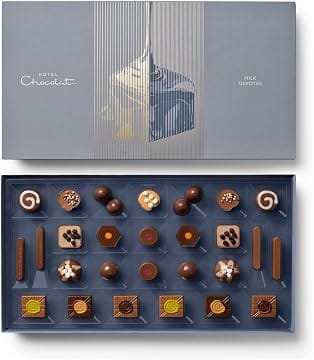 Hotel Chocolat premium luxury chocolate gift box collection displayed on shelf presentation